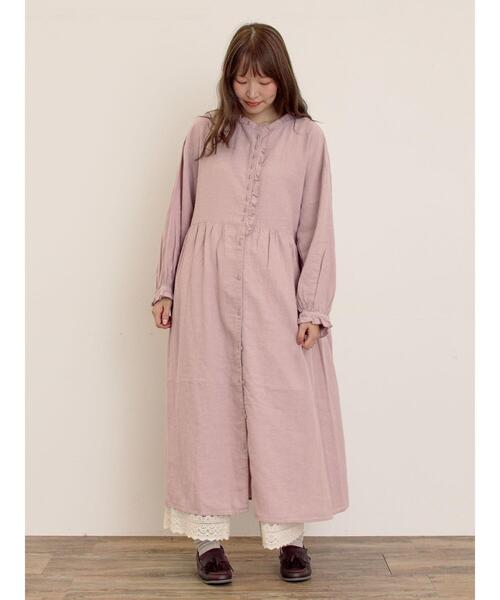 セール】【Cross×Linen】フリルワンピース《S/Mサイズ》（ワンピース