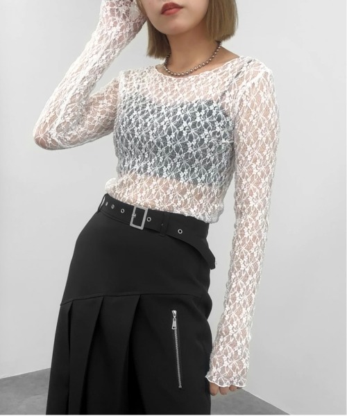 jiasecond.】総レースシアートップス / トップス カットソー レース