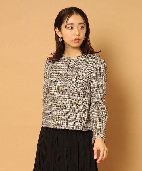 セール】DEVEAUXツイードジャケット（ノーカラージャケット