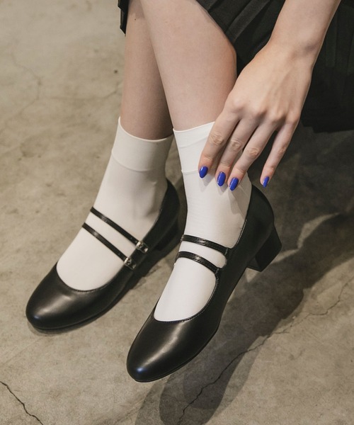 セール】【BONLECILL noir】ダブルストラップバレエシューズ（バレエ