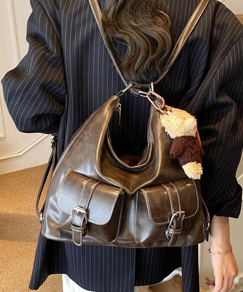 Y2K バックルレザーショルダーバッグ 3WAY（ショルダーバッグ）｜FREE