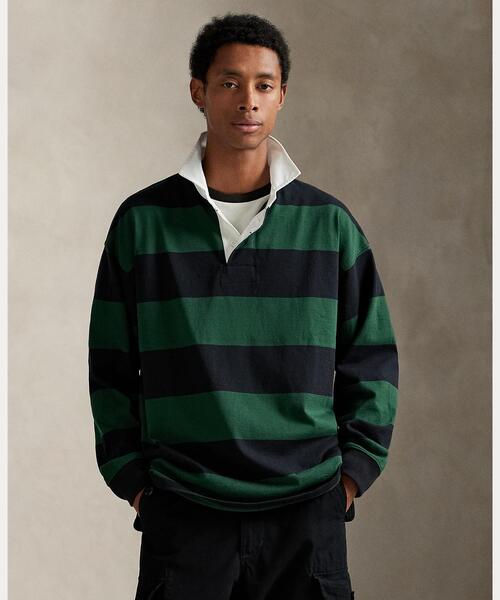 ビッグ フィット ストライプド ジャージー ラグビー シャツ（その他