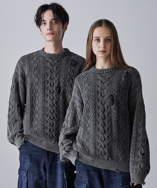 CLEL】High Vintage Design Damage Knit / ハイヴィンテージデザイン