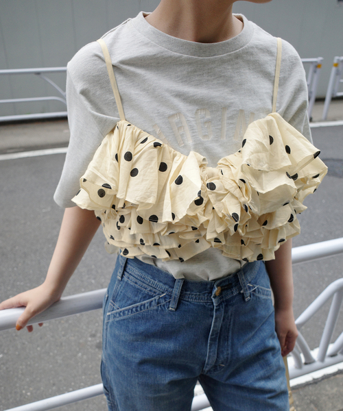 トップス crinkle crinkle crinkle dot frill cami トップス crinkle
