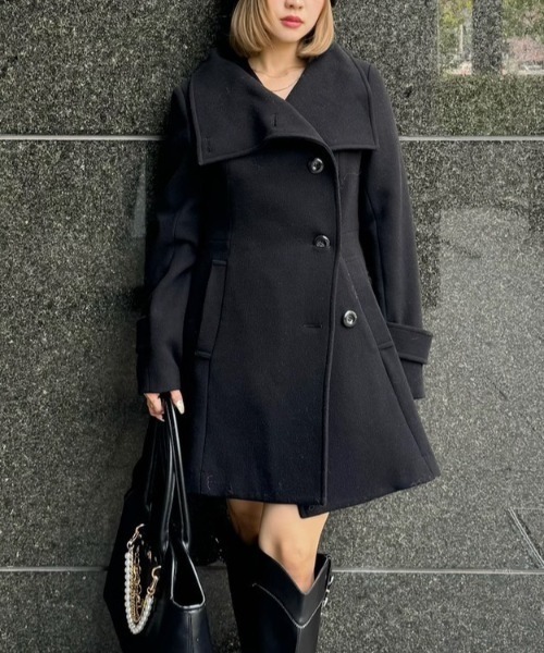 セール】25オーバーネックシンデレララインミニコート 秋服 冬服