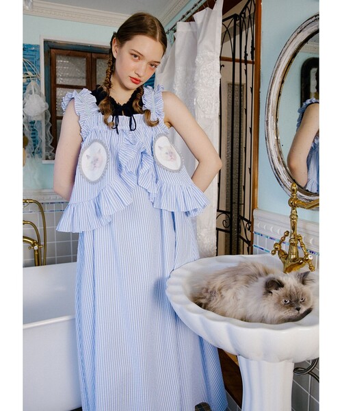 mmts（マミタス）の「ヒグチユウコ×mmts / 猫10匹 総柄 ワンピース