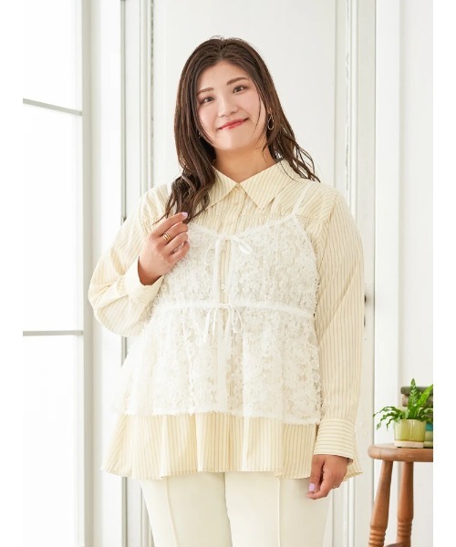 大きいサイズ】【Sasaki Mikiコラボ】[前後2WAY]レースリボンビスチェ