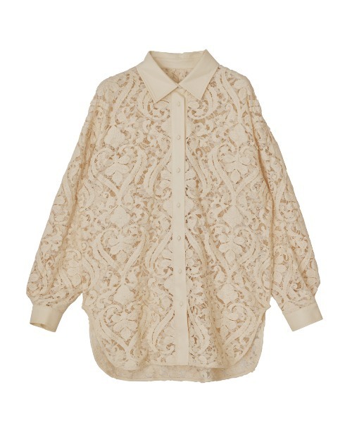 Ameri（アメリ）の「FAKE LEATHER EMBROIDERY SHIRT（シャツ/ブラウス