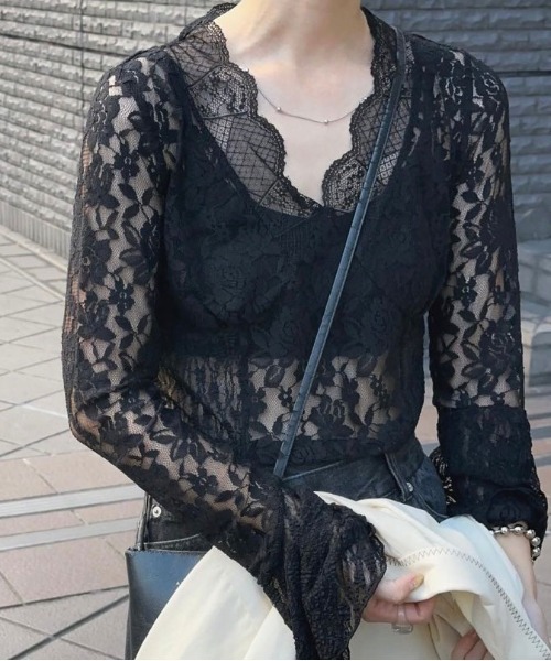 COMBINATION LACE TOP（Tシャツ/カットソー）｜Ameri（アメリ）の
