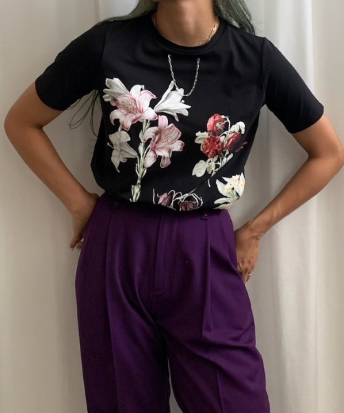 NECKLACE SET PICTORIAL BOOK FLOWER TEE（Tシャツ/カットソー