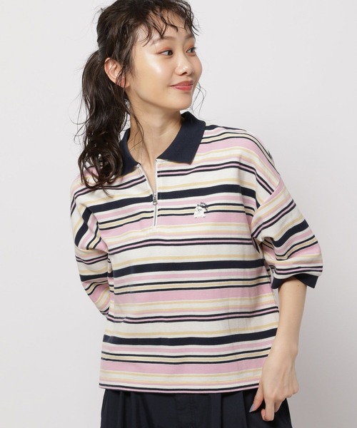 niko and（ニコアンド）の「アソート刺繍ZIPポロシャツ（ポロシャツ