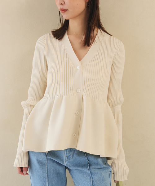 WEB限定/追加》Vネックペプラムカーディガン（カーディガン/ボレロ