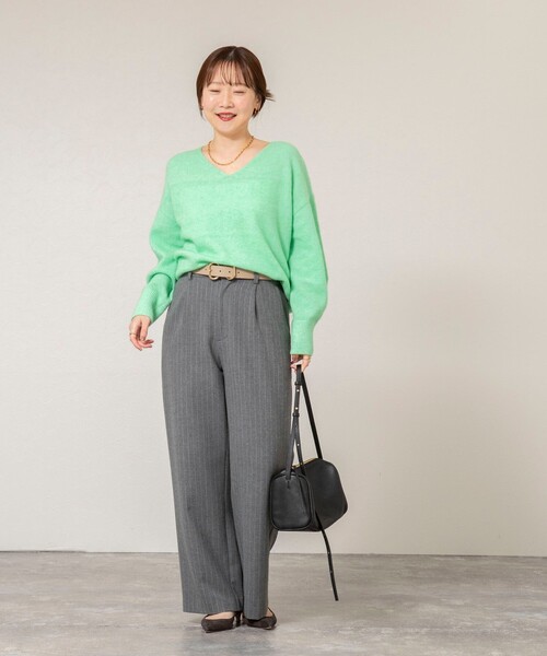 セール】《手洗い可能》アルパカ混Vネックプルオーバー（ニット