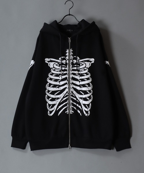 セール】Bone Print Hoodie with Devil's Horn/ボーンプリント デビル