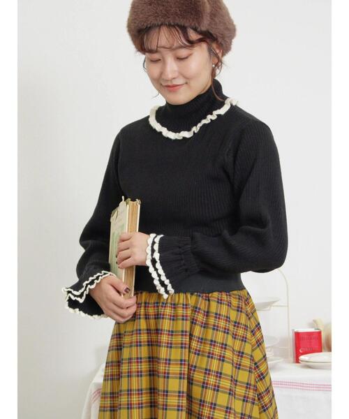 Samansa Mos2（サマンサ モスモス）の「スカラップ配色タートルニット