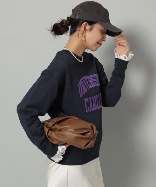 袖レースフロッキーロゴスウェット（Tシャツ/カットソー）｜Arpege