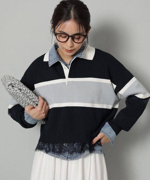 レース切替ラガーニット（ニット/セーター）｜Arpege story