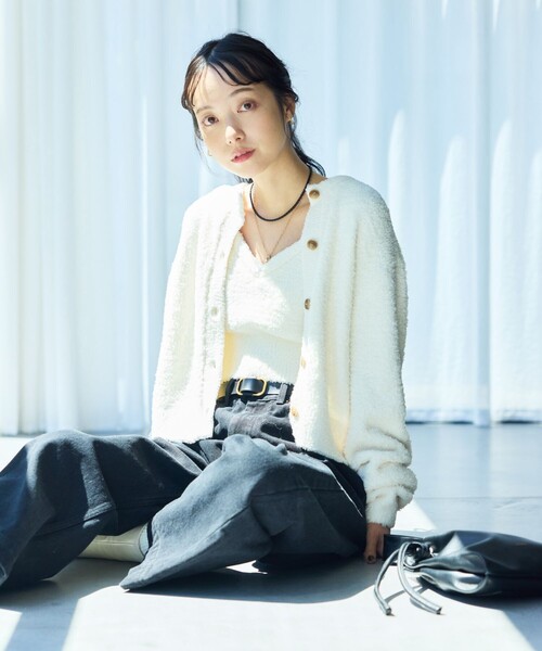 セール】フラッフィー ニット ショートカーディガン（カーディガン