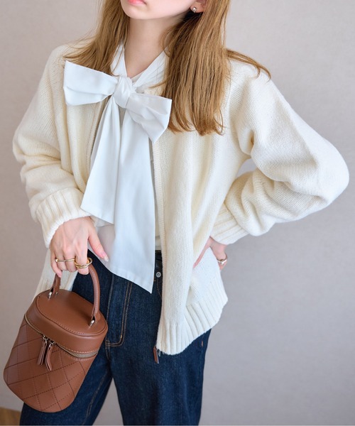 セール】ダブルジップニットカーディガントップス（カーディガン