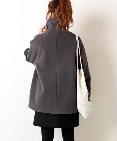 スピックアンドスパン W/Nyモッサステンカラーショートコート ベージュ