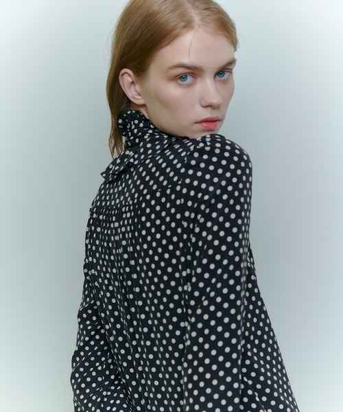 LOULOU WILLOUGHBY】デシンドットフリルボウタイブラウス（シャツ