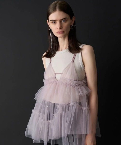 SNIDEL（スナイデル）の「チュールキャミレイヤードトップス（Tシャツ