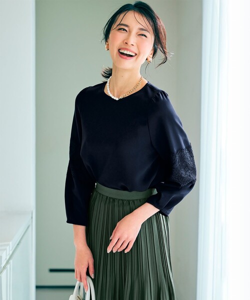 セットアップ対応】トリアセダブルジョーゼット ブラウス（シャツ