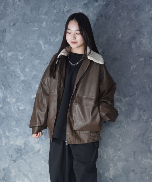 セール】2way PU leather A-2 zip-up/2way ヴィンテージライク PU