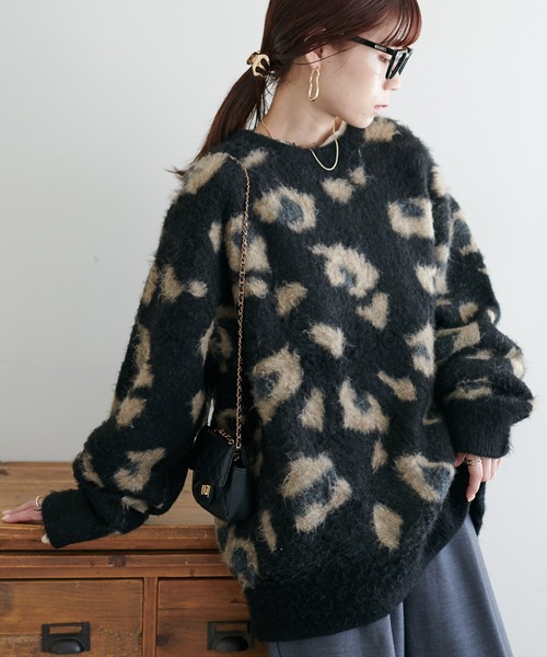 セール】【ユニセックス/WEB限定】ダブルジャガードアニマル柄ニット