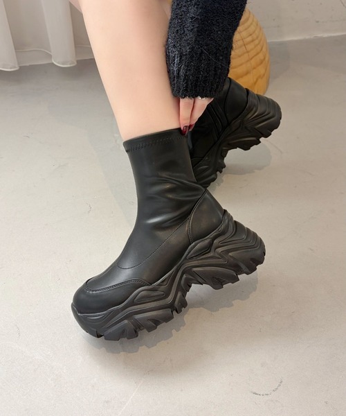 セール】【 厚底 】 軽量 スニーカーソール ショートブーツ 41412