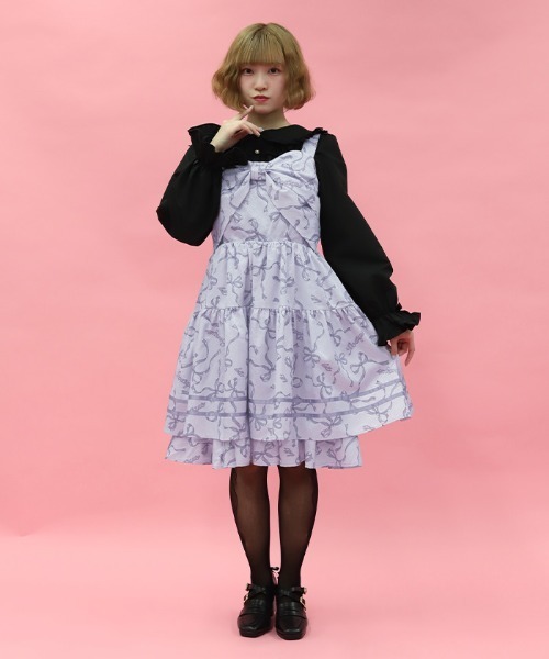 リボン柄ドールジャンスカ（ジャンパースカート）｜axes femme
