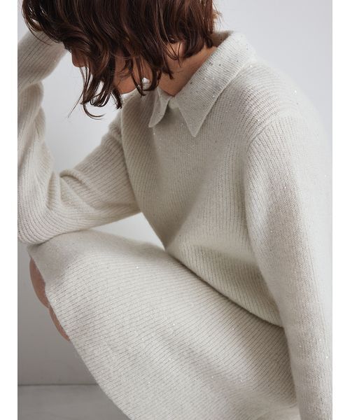 Mila Owen（ミラオーウェン）の「襟付きペプラムニットミニワンピース