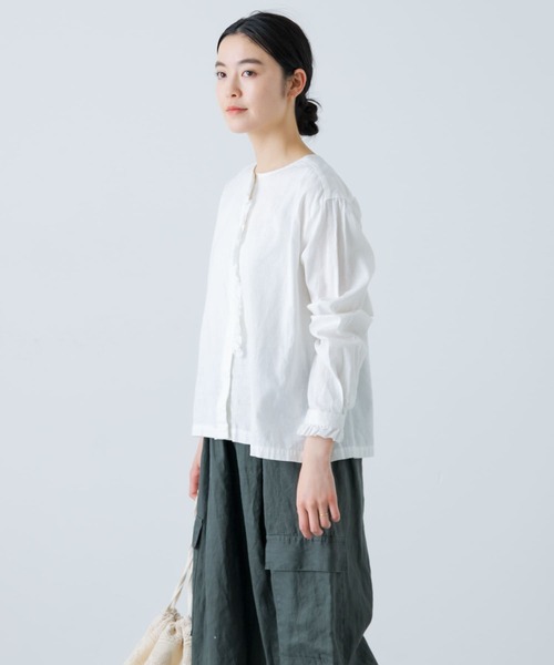 かぐれ（カグレ）の「コットンリネンフリルブラウス（シャツ/ブラウス