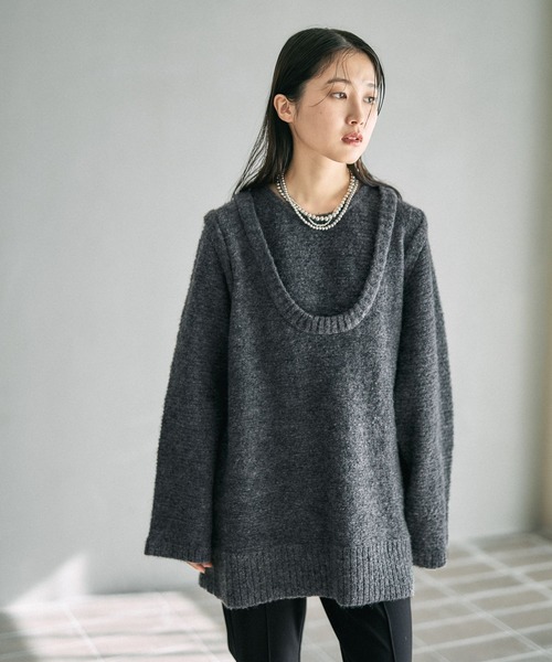 セール】5ゲージレイヤーライクロングプルオーバー 630086（ニット