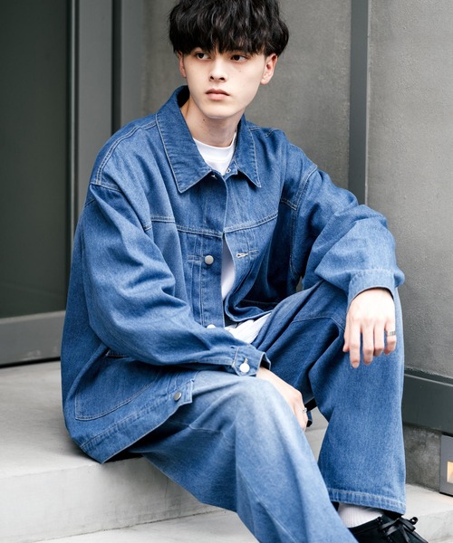 セットアップ】オーバーサイズデニムジャケット＋ワイドパンツ