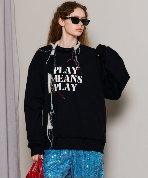 セール】Silicon Print Sweatshirt/シリコンプリントスウェット