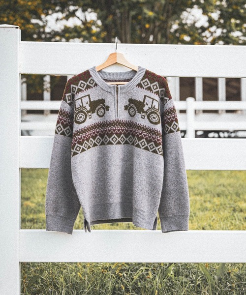 セール】【NASU FARM VILLAGE】ジャガードZIPニットプルオーバー