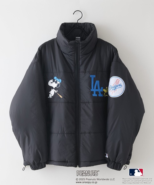 セール】【PEANUTS×MLB】オリジナルデザイン スタンドナイロンパファー