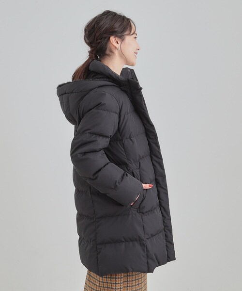 洗濯機可/撥水】フェイクファーフード ロングダウン（ダウンジャケット