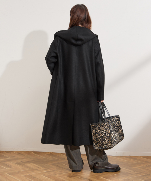 別注【HARRIS WHARF LONDON】Women hooded coat pressed woo：コート