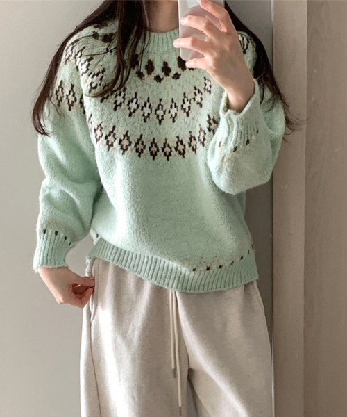 セール】ノルディック柄ニットトップス（ニット/セーター）｜ONEP STAR