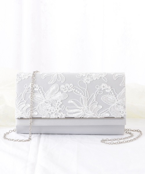 セール】フラワー 刺繍 コンパクト スクエア クラッチ（クラッチバッグ