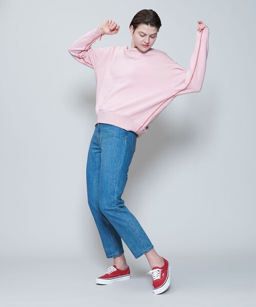 6（ロク）の「＜6(ROKU)＞コットンウラケ カラーステッチ クルーネック