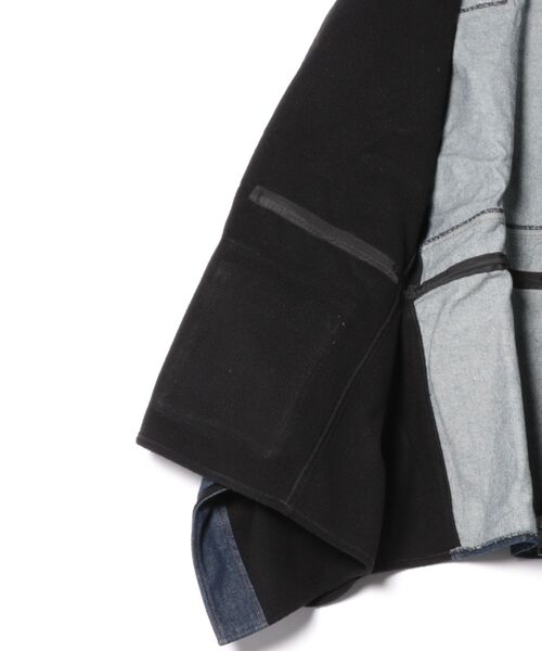 HOT】デニム×キルティング 調節ゴム ポケット付きポンチョ（ポンチョ