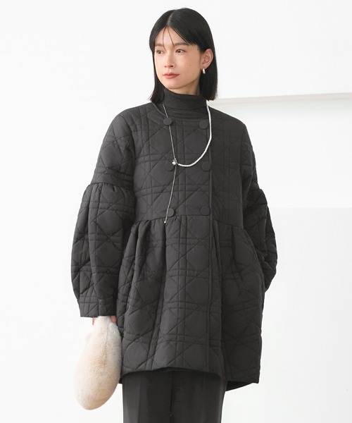 セール】ミックスステッチ・ボリュームペプラム 中綿コート