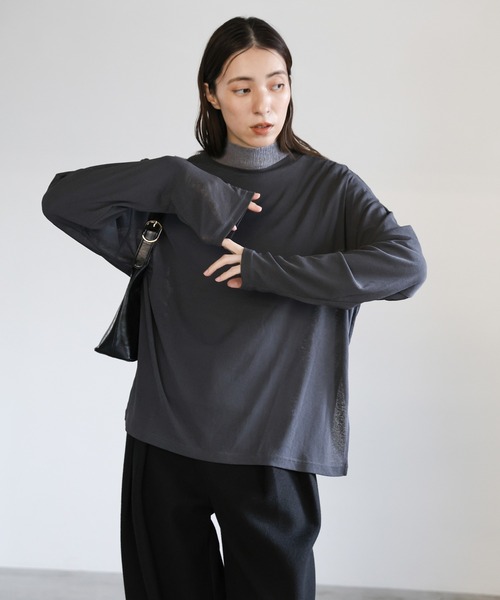 セール】スラブシアークルーネックトップス（Tシャツ/カットソー