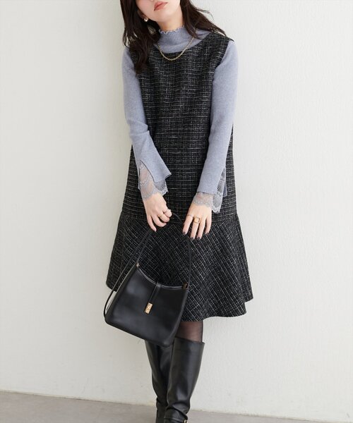 canami〉ツイードチェックミニワンピース（ワンピース）｜natural