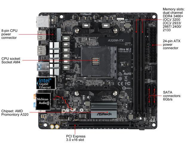 NeweggBusiness - ASRock A320M-ITX AM4 AMD Promontory A320 USB 3.1