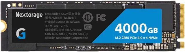 Nextorage Japan 4TB NVMe M.2 2280 PCIe Gen.4 Internal SSD - New G