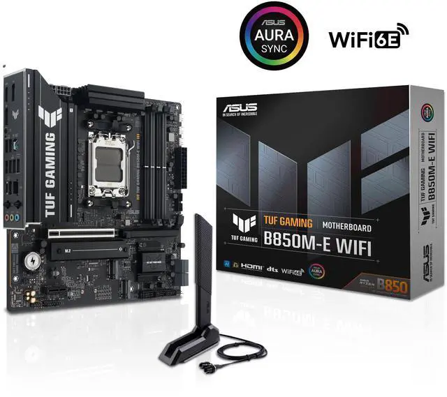 ASUS TUF GAMING B850M-E WIFI AMD B850 mATX motherboard, 8+2+1 80A